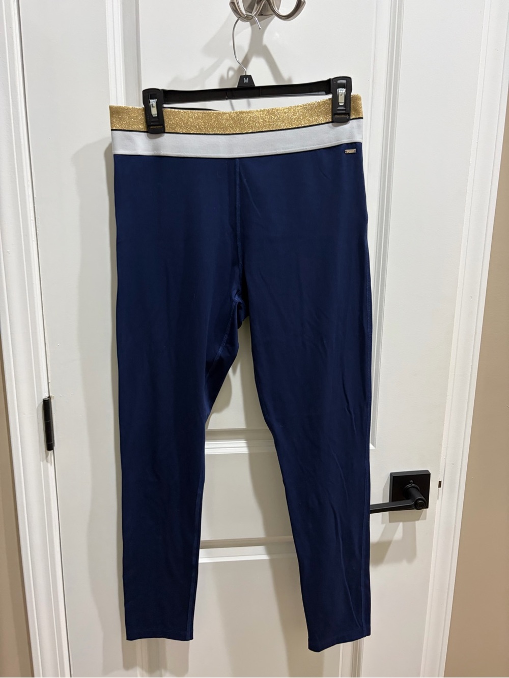 PINK - Women’s Navy Leggings with Gold Waistband